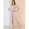 image:imageAllegra K Womens Square Neck Puff Sleeves Casual Midi Smocked Floral Dress