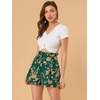 image:imageAllegra K Womens Summer Bow Tie High Waist Short Floral Paper Bag ShortsGreenfloral