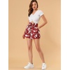 image:imageAllegra K Womens Summer Bow Tie High Waist Short Floral Paper Bag ShortsRedfloral