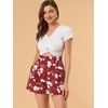 image:imageAllegra K Womens Summer Bow Tie High Waist Short Floral Paper Bag ShortsRedfloral