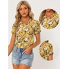 image:imageAllegra K Womens Summer Hawaiian Floral Blouse for Womens V Neck Short Sleeve Button Down Shirt