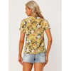 image:imageAllegra K Womens Summer Hawaiian Floral Blouse for Womens V Neck Short Sleeve Button Down Shirt