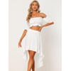 image:imageAllegra K Womens Two Piece Outfits Off Shoulder Crop Top and High Low Skirt Set