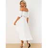 image:imageAllegra K Womens Two Piece Outfits Off Shoulder Crop Top and High Low Skirt Set