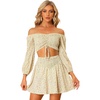 image:imageAllegra K 2 Piece Outfits for Womens Floral Off Shoulder Crop Top and Mini Skirt