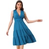 image:imageAllegra K Boho Sleeveless Dress for Womens Lace Trim Beach Tiered V Neck Midi Sundress