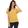image:imageAllegra K Casual Peasant Blouse for Womens Smocked Square Neck Ruffle Sleeves Top