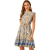 image:imageAllegra K Floral Dress for Womens Round Neck Ruffle Sleeveless Boho Dress