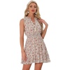 image:imageAllegra K Floral Dresses for Womens Sleeveless V Neck Sleeveless Smocked Waist Ruffle Mini Dress