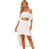 image:imageAllegra K Womens Two Piece Outfits Off Shoulder Crop Top and High Low Skirt Set