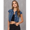 image:imageAllegra K Womens Cropped Denim Jacket Short Cap Sleeve Button Down Summer Casual Crop Jean JacketBlue