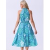 image:imageAllegra K Boho Summer Dress for Womens Halter Neck Sleeveless Casual Floral Print Sundress Midi DressesBlue Green