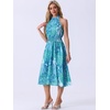 image:imageAllegra K Boho Summer Dress for Womens Halter Neck Sleeveless Casual Floral Print Sundress Midi DressesBlue Green