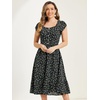 image:imageAllegra K Summer Dresses for Womens 2024 Square Collar Short Sleeve Floral Boho Beach Casual Midi DressBlack