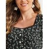 image:imageAllegra K Summer Dresses for Womens 2024 Square Collar Short Sleeve Floral Boho Beach Casual Midi DressBlack