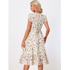 image:imageAllegra K Summer Dresses for Womens 2024 Square Collar Short Sleeve Floral Boho Beach Casual Midi DressFloral Pink Purple