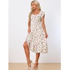 image:imageAllegra K Summer Dresses for Womens 2024 Square Collar Short Sleeve Floral Boho Beach Casual Midi DressFloral Pink Purple