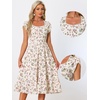 image:imageAllegra K Summer Dresses for Womens 2024 Square Collar Short Sleeve Floral Boho Beach Casual Midi DressFloral Pink Purple