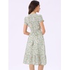 image:imageAllegra K Summer Dresses for Womens 2024 Square Collar Short Sleeve Floral Boho Beach Casual Midi DressGreen