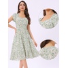 image:imageAllegra K Summer Dresses for Womens 2024 Square Collar Short Sleeve Floral Boho Beach Casual Midi DressGreen