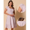 image:imageAllegra K Summer Dresses for Womens 2024 Square Collar Short Sleeve Floral Boho Beach Casual Midi DressPink
