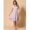 image:imageAllegra K Summer Dresses for Womens 2024 Square Collar Short Sleeve Floral Boho Beach Casual Midi DressPink
