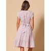 image:imageAllegra K Summer Dresses for Womens 2024 Square Collar Short Sleeve Floral Boho Beach Casual Midi DressPink