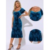 image:imageAllegra K Velvet Floral Dress for Womens Puff Sleeve Semi Formal Wedding Guest DressesBlue