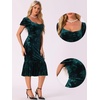 image:imageAllegra K Velvet Floral Dress for Womens Puff Sleeve Semi Formal Wedding Guest DressesGreen
