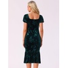 image:imageAllegra K Velvet Floral Dress for Womens Puff Sleeve Semi Formal Wedding Guest DressesGreen