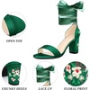 image:imageAllegra K Womens Floral Heels Satin Lace Up Chunky Heel SandalsDark Green
