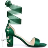 image:imageAllegra K Womens Floral Heels Satin Lace Up Chunky Heel SandalsDark Green