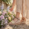 image:imageAllegra K Womens Plaid Buckle Platform Peeptoe SandalsBeige