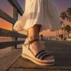 image:imageAllegra K Womens Plaid Buckle Platform Peeptoe SandalsBlack