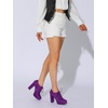 image:imageAllegra K Womens Platform Chunky Heel Lace Up Purple Booties 9 M US