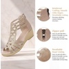 image:imageAllegra K Womens Rhinestone Hollow Out Back Zipper Platform Peeptoe SandalsLigth Brown