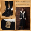 image:imageAllegra K Womens Slipon Ankle Boots Laceup Warm Block Heel Snow BootsBlack