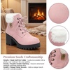 image:imageAllegra K Womens Slipon Ankle Boots Laceup Warm Block Heel Snow BootsPink