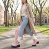 image:imageAllegra K Womens Slipon Ankle Boots Laceup Warm Block Heel Snow BootsPink