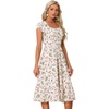 image:imageAllegra K Summer Dresses for Womens 2024 Square Collar Short Sleeve Floral Boho Beach Casual Midi DressFloral Pink Purple