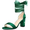 image:imageAllegra K Womens Floral Heels Satin Lace Up Chunky Heel SandalsDark Green