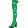 image:imageAllegra K Womens Green Glitter Boots Round Toe Chunky Heel Over the Knee High Boots 6 m US