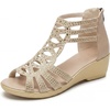image:imageAllegra K Womens Rhinestone Hollow Out Back Zipper Platform Peeptoe SandalsLigth Brown