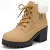 image:imageAllegra K Womens Slipon Ankle Boots Laceup Warm Block Heel Snow BootsYellow