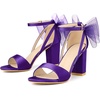 image:imageAllegra K Womens Bow Shoes Open Toe Chunky Heel SandalsGrape Purple