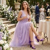 image:imageAllegra K Womens Bow Shoes Open Toe Chunky Heel SandalsGrape Purple