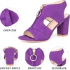 image:imageAllegra K Womens Gladiator Sandals Chunky Heels  33 inches Heel Front Zipped Slingback Comfortable Faux Suede perfect for Evening Party Wedding Date NightPurple