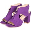 image:imageAllegra K Womens Gladiator Sandals Chunky Heels  33 inches Heel Front Zipped Slingback Comfortable Faux Suede perfect for Evening Party Wedding Date NightPurple