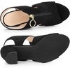 image:imageAllegra K Womens Gladiator Sandals Chunky Heels  33 inches Heel Front Zipped Slingback Comfortable Faux Suede perfect for Evening Party Wedding Date NightBlack