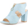 image:imageAllegra K Womens Gladiator Sandals Chunky Heels  33 inches Heel Front Zipped Slingback Comfortable Faux Suede perfect for Evening Party Wedding Date NightSky Blue